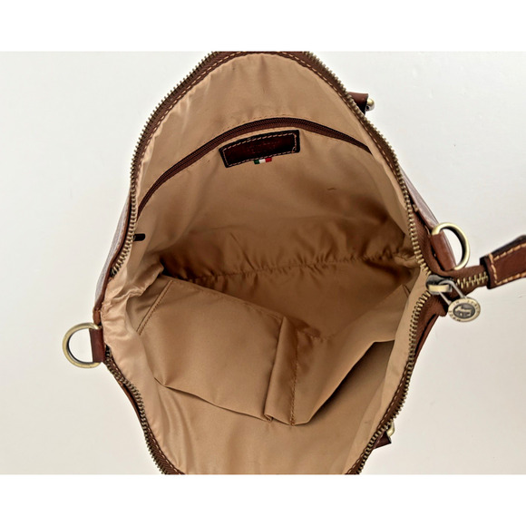 Persaman Work Tote Bag Brown Leather Top Zip Double Handles Crossbody Strap - Picture 2 of 16